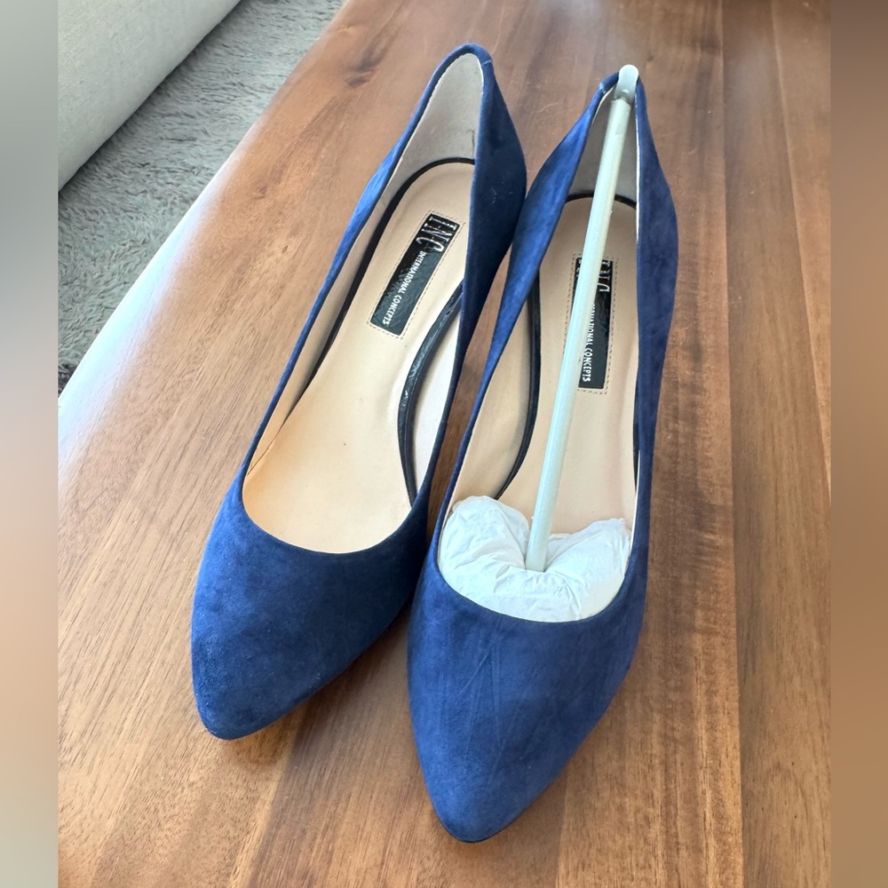 INC International Concepts Navy Suede Pointed Toe Heels - Picture 5 of 11